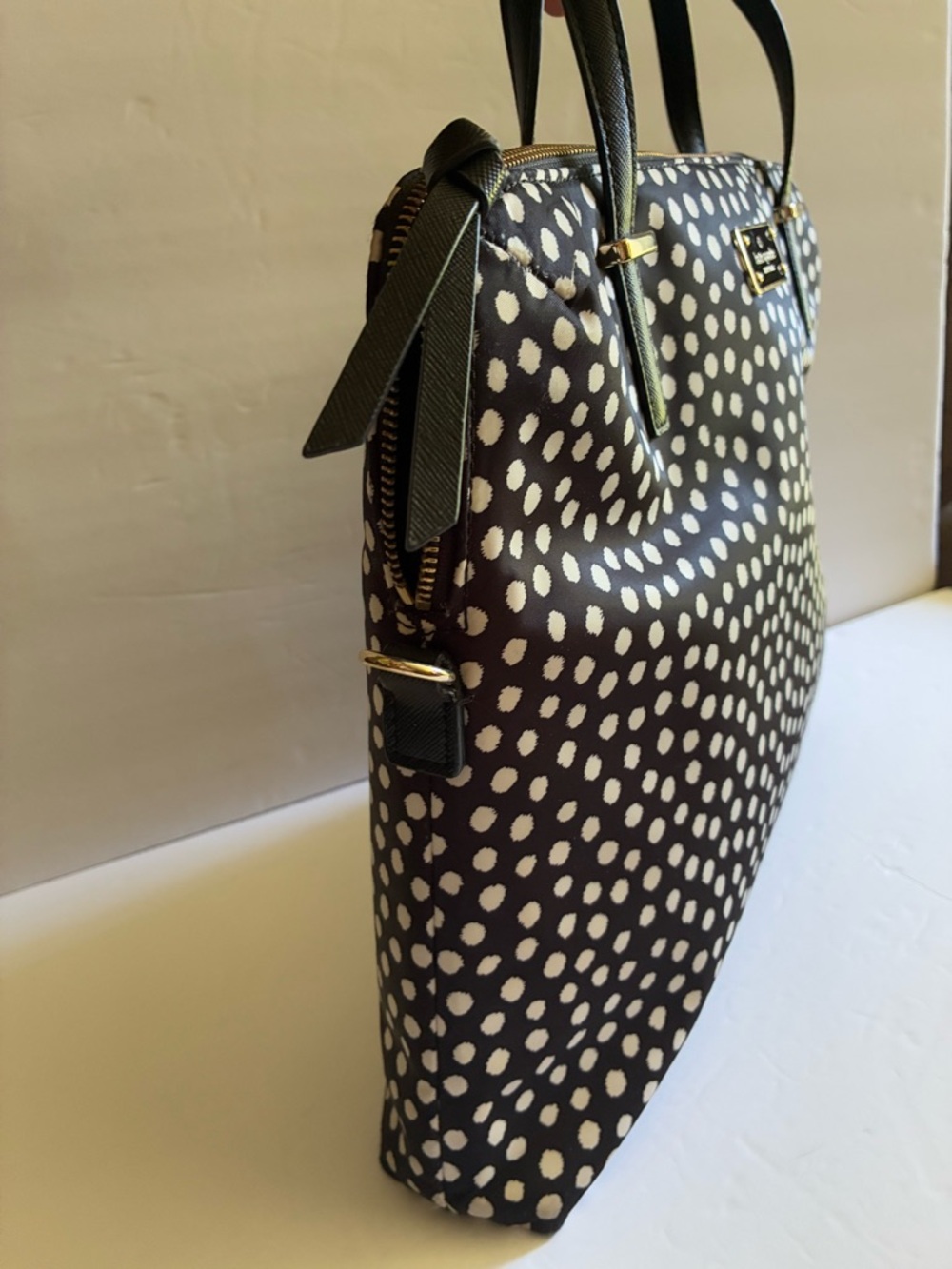 Kate Spade Black and White Polka Dot Nylon Laptop Bag with Detachable Strap - Picture 9 of 15